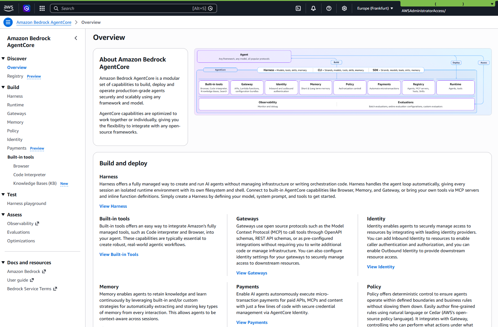 AWS Management Console for AgentCore